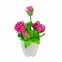 گل رز فومی دست ساز با گلدان