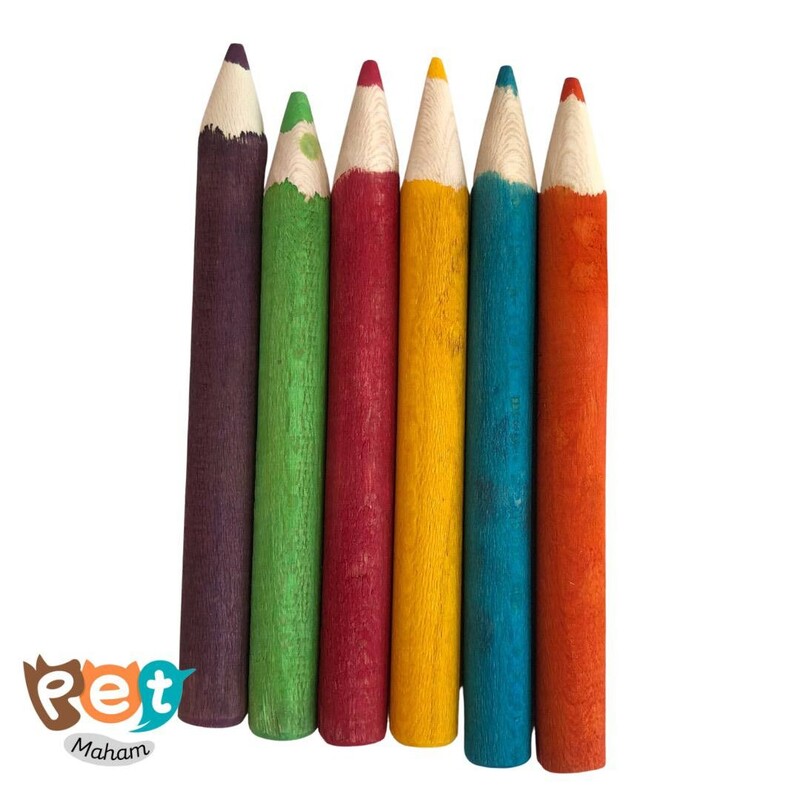مداد طوطی چوبی با رنگ خوراکی بسیار جذاب برای تمامی پرنده ها سایز 3 بسته 6 عددی