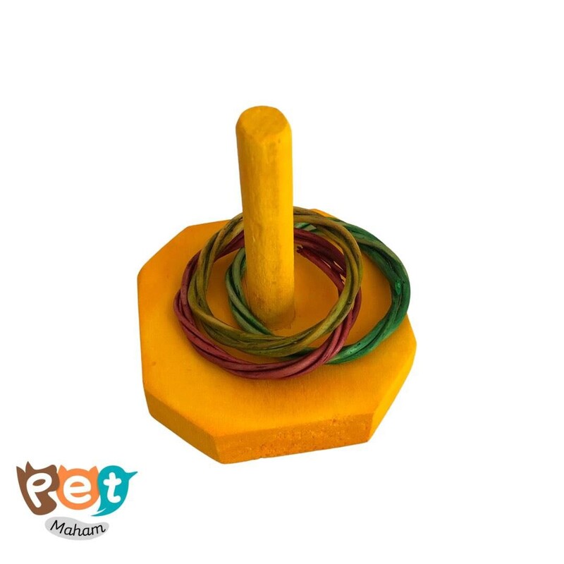 اسباب بازی پرنده مدل بازی حلقه و میله تمام چوب با رنگ خوراکی مناسب همه پرندگان