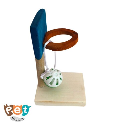 اسباب بازی چوبی پرنده مدل بسکتبال مناسب همه انواع پرنده ها رنگ خوراکی