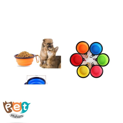 ظرف غذا سگ و گربه و جونده مدل ظرف غذا سیلیکونی مسافرتی تاشو