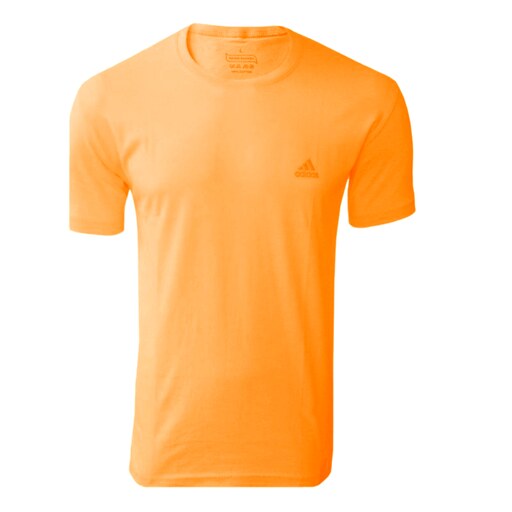 تی شرت روانبخش رنگ پرتقالی یقه گرد نخی ساده شوقی  