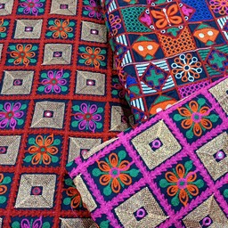 پارچه سنتی سوزن دوزی زربافت در سه طرح و رنگ جذاب و زیبا 