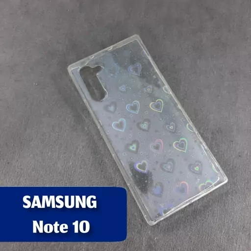 قاب گوشی سامسونگ Note 10 شفاف قلب سه بعدی هفت رنگ 