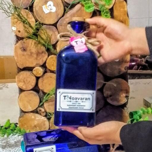 بطری پلاک 10 دست ساز فوتی دو پوست  تک رنگ آبی کبالتی محصولی کاربردی و صادراتی بسیار زیبا و شکیل باحجم یک لیتر و 200 cc