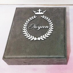 جعبه سرویس طلا و جواهر  مخمل نقره کوب برجسته با  اسم اختصاصی  تولید کننده کهن تهران 