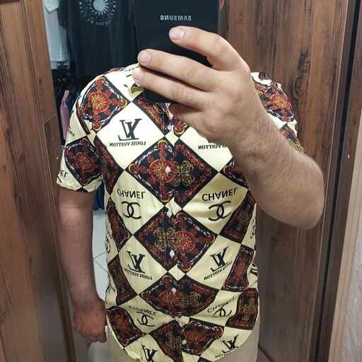پیراهن هاوایی مردانه نخی خنک و راحت با تنخور عالی سایز XLالی5XL