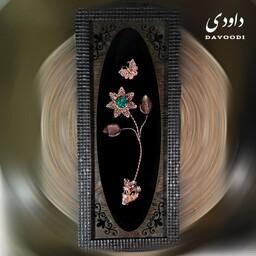 تابلو مس و فیروزه اصل نیشابور طرح یک گل صنایع دستی داودی 