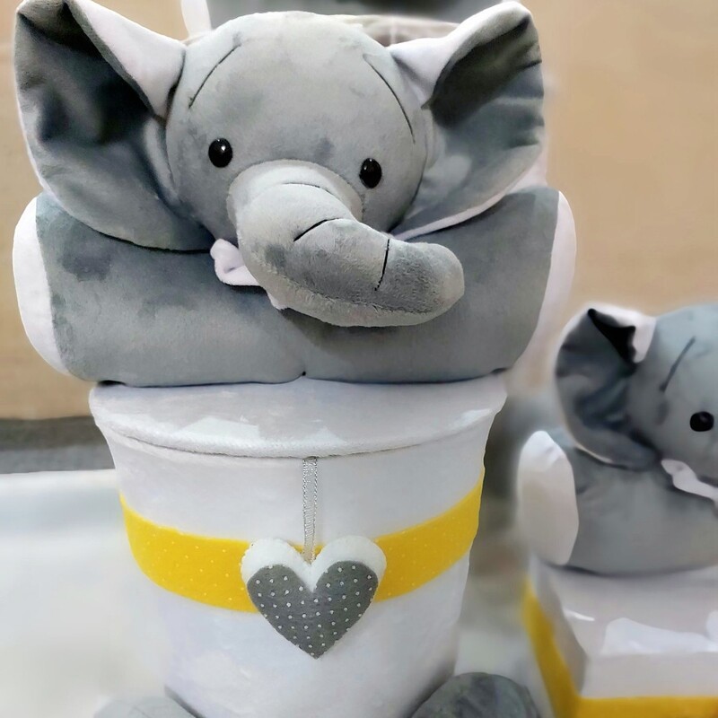 سطل زباله کودک عروسکی فیل نانان مخمل اکسسوری اتاق کودک هیواد گالری