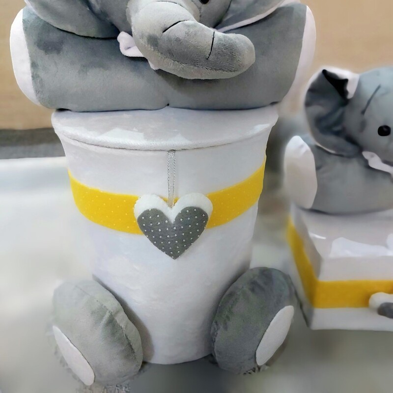 سطل زباله کودک عروسکی فیل نانان مخمل اکسسوری اتاق کودک هیواد گالری
