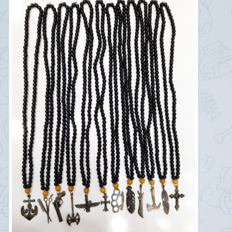 گردنبند خفن پسرانه عمده  قیمت هر جین 12 عددی دانه ای 25000