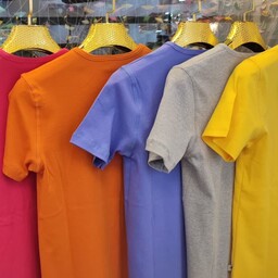 تی شرت یقه گرد استین کوتاه فانریپ پنبه درجه 1 با حالت کشسانی در 5 سایز و 24 رنگ