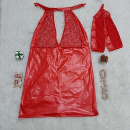 لباس خواب زنانه سایز بزرگ به همراه ساق دست با تنپوش فوقالعاده مناسب سایز46تا 48رنگ مشکی و قرمز کد035