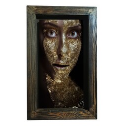 تابلو کاشی تصویر  زن صورت ورق طلا شده  32در52