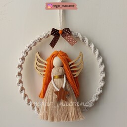حلقه آویز مکرومه.عروسک مکرومه.آویز پشت دری.دیوارکوب.فرشته بال چوبی.عروسک