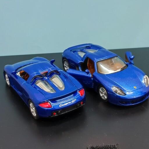 ماکت ماشین فلزی پورشه کاررا جی تی کینسمارت Porsche Carrera gt kinsmart رنگ آبی