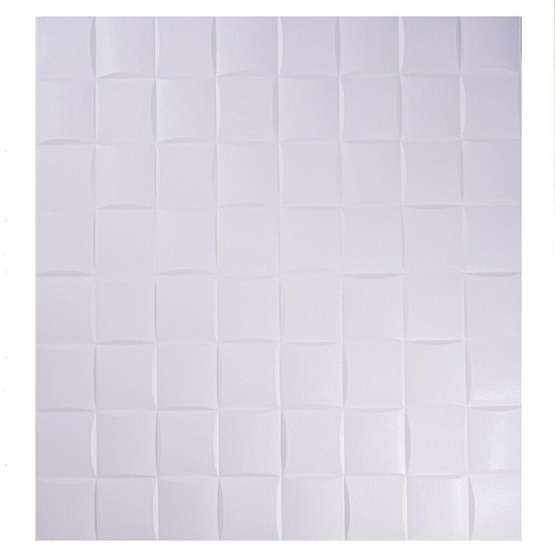 دیوارپوش فومی پشت چسبدار طرح  مربع مشبک سفید رنگ8 میل