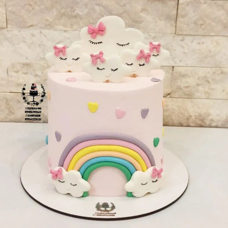 کیک رنگین کمانی کیک ابری کیک تولد کیک تولد دخترانه