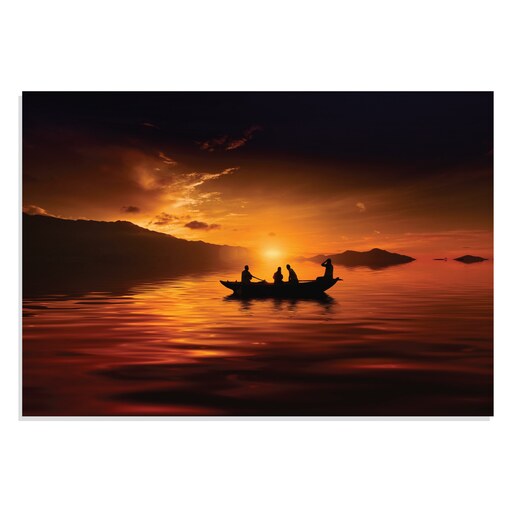 	 تابلو شاسی طرح غروب آفتاب در آنسوی دریاچه Amazing Sunset Over Lake مدل NV0767