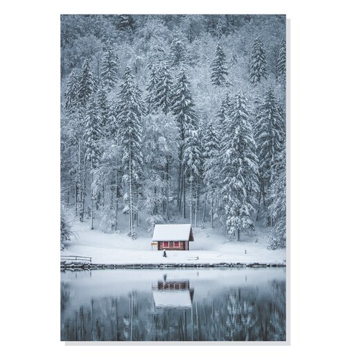 تابلو شاسی طرح کلبه جنگلی پوشیده از برف Forest House Covered in Snow مدل NV0806