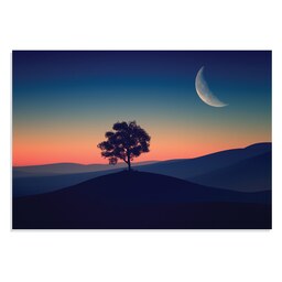 تابلو شاسی طرح درخت تنها و عصر تاریک Alone Tree in Dark Evening مدل NV0885