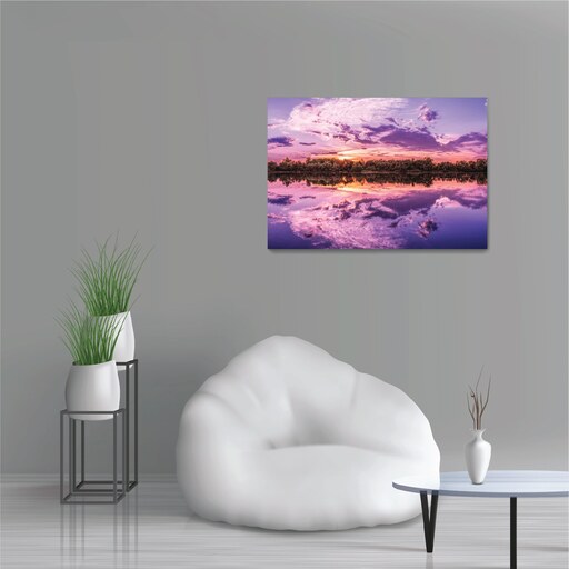 تابلو شاسی طرح انعکاس طلوع آفتاب روی دریاچه Sunrise Reflectio on Lake مدل NV0871