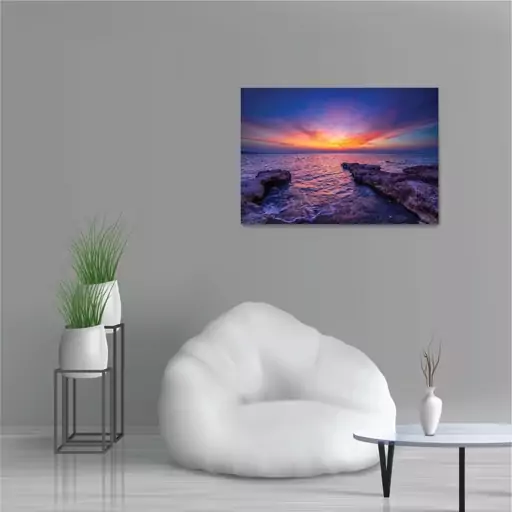 تابلو شاسی طرح غروب آفتاب مدیترانه Mediterranean Sea Sunset مدل NV0825