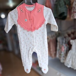 سیسمونی سرهمی نوزادی دخترانه نیلی طرح قاب عکس( سایز صفر تا  3 ماه)