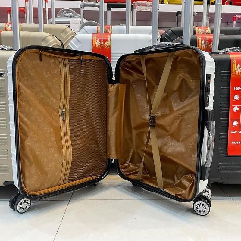 چمدان چهار تیکه ABS برند HOSSONI ، چمدانی چهار تایی خارجی نشکن درجه یک رنگ سرخابی 