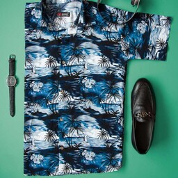 پیراهن مردانه هاوایی مدل MANOLAS (آبی)