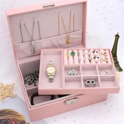 جعبه جواهرات و نظم دهنده ی رویه چرم همراه با کلید در رنگهای متنوع