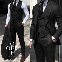 کت و شلوار مردانه مشکی مدل اپرا فاستونی ارسال رایگان کراوات رایگان