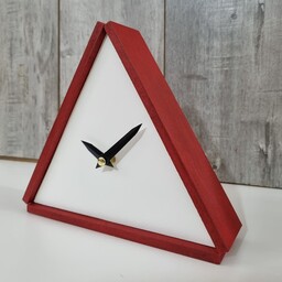 ساعت رومیزی و دیواری طرح مثلث سایز  20 سانتی قرمز  سفید