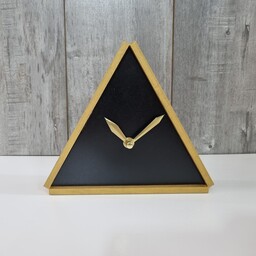 ساعت رومیزی و دیواری طرح مثلث سایز  20 سانتی طلایی مشکی