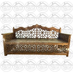 تخت سنتی گره چینی تمام چوب کار دست سایز 2 در 1 متر رنگ گردویی با جنس چوب چنار و گردو و کبوده