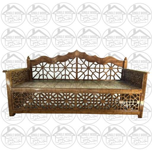 تخت سنتی گره چینی تمام چوب کار دست سایز 2 در 1 متر رنگ گردویی با جنس چوب چنار و گردو و کبوده