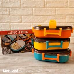 ظرف غذا Lunch Box یک طبقه استیل ضد زنگ با بدنه پلاستیکی درجه 1 مناسب برای  کودک و بزرگسال