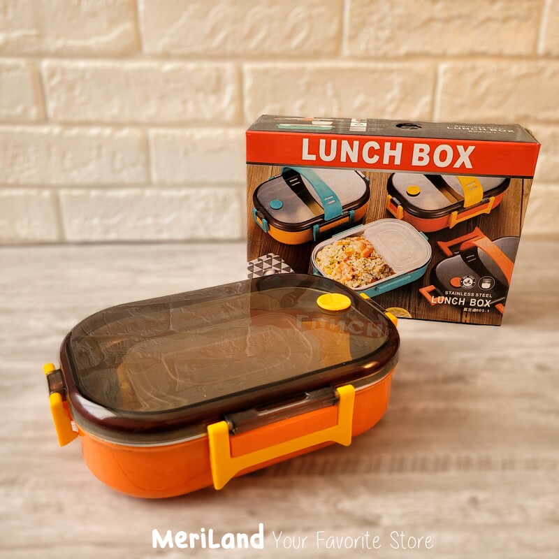 ظرف غذا Lunch Box یک طبقه استیل ضد زنگ با بدنه پلاستیکی درجه 1 مناسب برای  کودک و بزرگسال