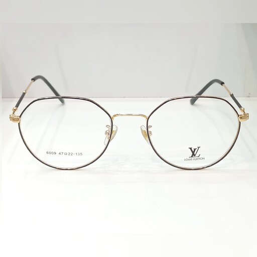 عینک طبی زنانه چند ضلعی برند لویی ویتون  Louis vuittoN مدل 6009 .  تمام فلز . سبک و راحت  . همراه با جلدودستمال