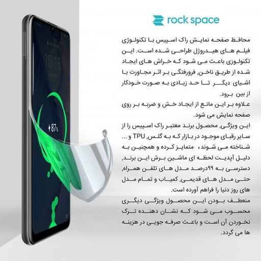 گلس نانو هیدروژل شفاف و ضد ضربه گوشی شیائومی Redme K50 gaming برند راک اسپیس