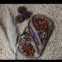 اردو خوری مستطیل چوب گردو با روغن طبیعی تیکه چسبونی رنگ متمایل به قهوه ای