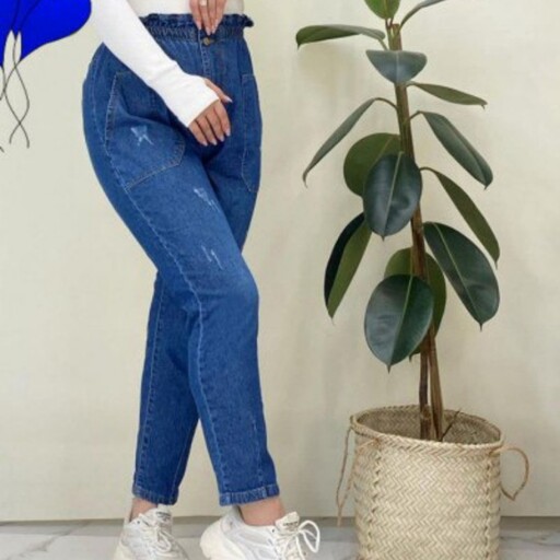 شلوار مام استایل جنس جین اصل دارای سایزبندی با قد 90
