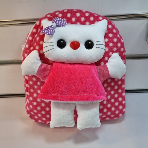 کوله پشتی عروسکی هلو کیتی صورتی قرمز بنفش مناسب رده سنی تا 6 سال