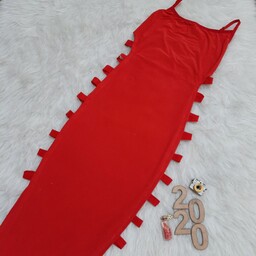 لباس خواب بلند بغل بندی رنگ قرمز  و مشکی فری سایز  38 تا 44جنس ریون فلامنت
