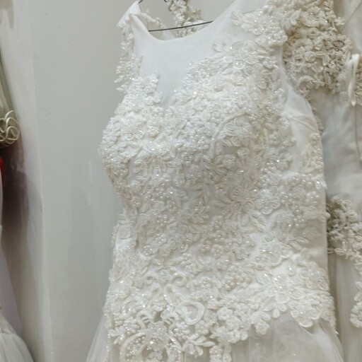 لباس عروس دکلته تمام کریستال