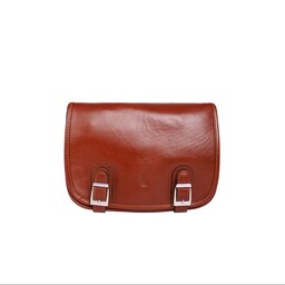 کیف دوشی زنانه چرم طبیعی مدل آتریسا پرچرم رنگ عسلی کد 22063 با 24 ماه گارانتی