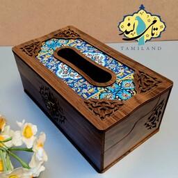 جعبه دستمال کاغذی طرح کاشی هفت رنگ چوبی کرشمه صنایع دستی تامی لند