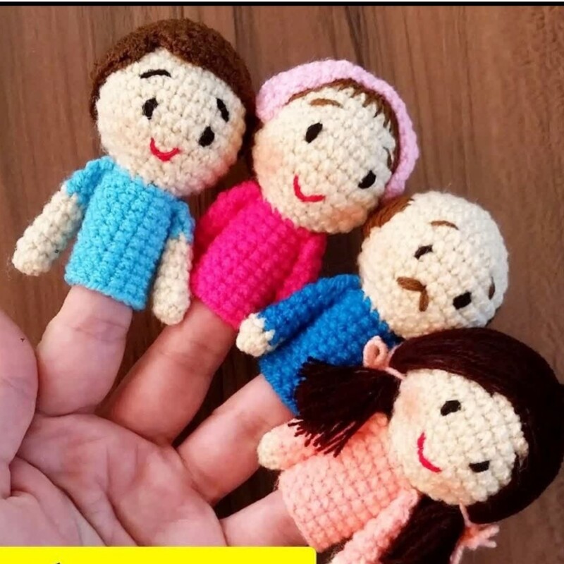 پک چهار تایی عروسک های انگشتی بافته شده از کاموای مرغوب جهت بازی و آموزش فرزندان دلبندتون