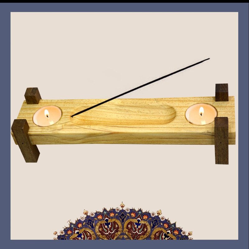 جاعودی چوبی به همراه دو عدد جاشمعی مناسب برای دکوراسیون 