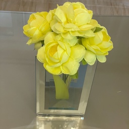 گل مصنوعی پیونی  به   همراه گلدان  آینه ای در رنگ بندی متنوع